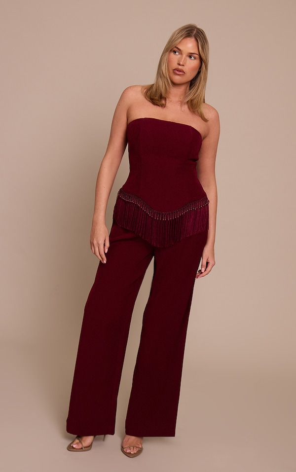 Shape Burgundy High Waisted Tailored Pants