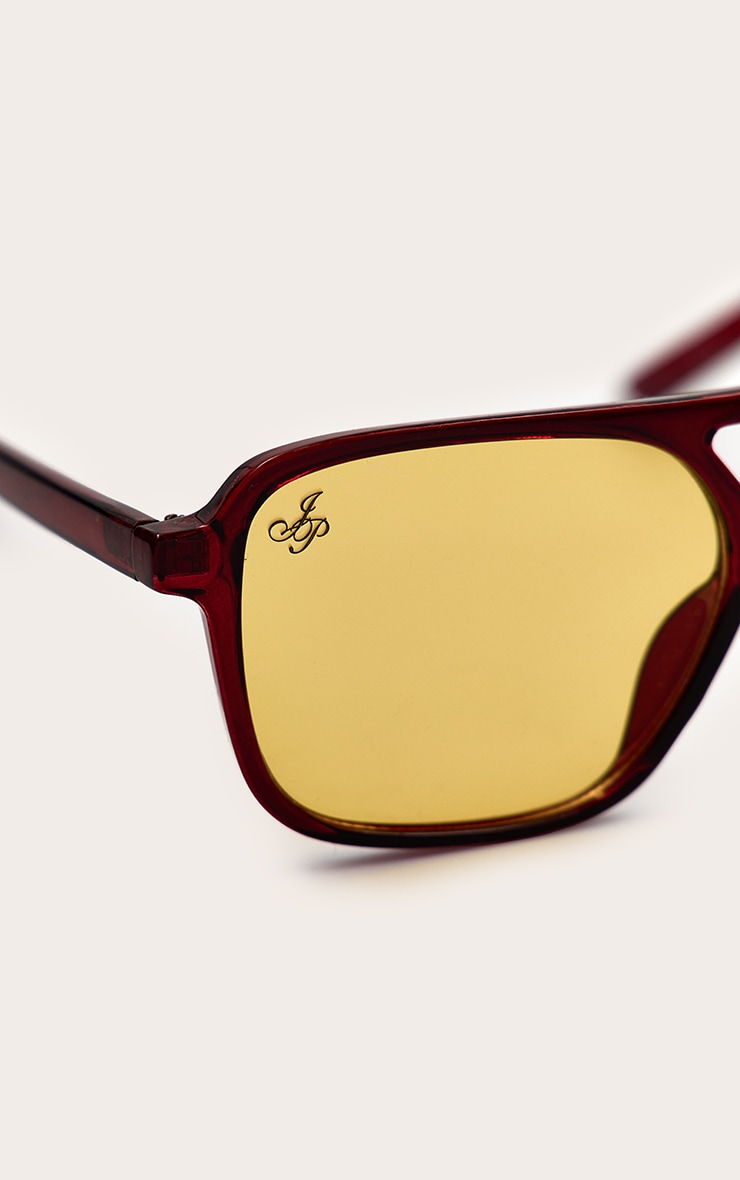 Jeepers Peepers Red Aviator Frame Yellow Lens Sunglasses image 3