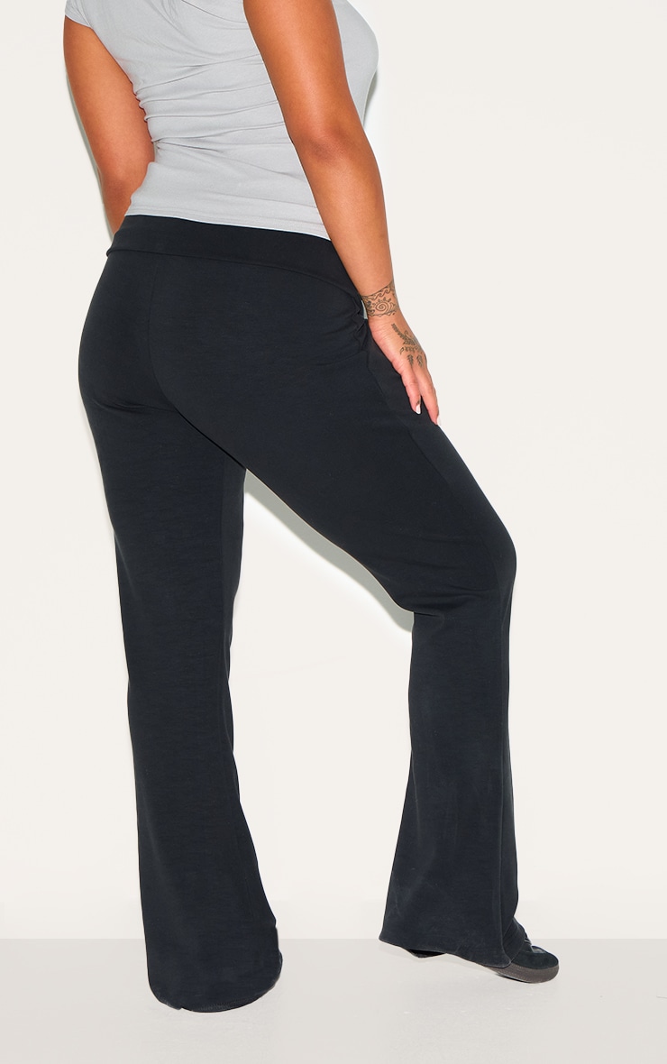 Plus Black Premium Foldover Soft Touch Yoga Flares image 3