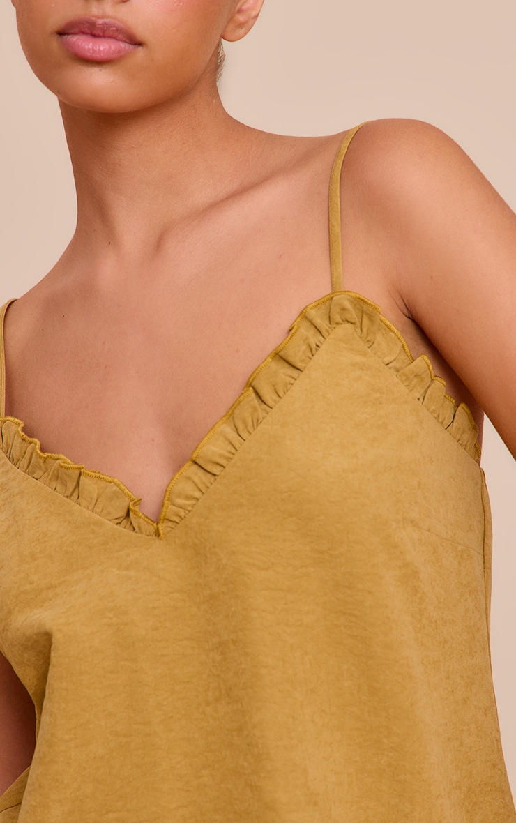 Deep Mustard Peach Skin Frill Detail Cami image 4