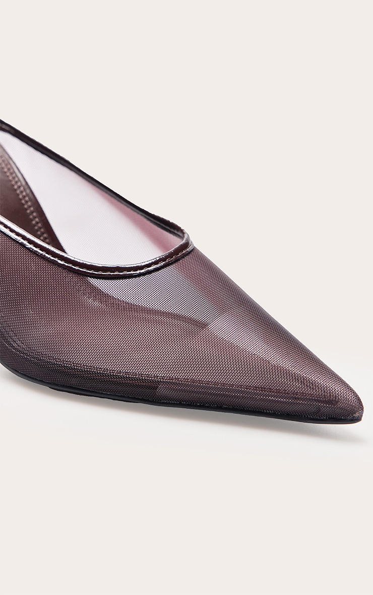 Chocolate Mesh Heeled Mule image 5
