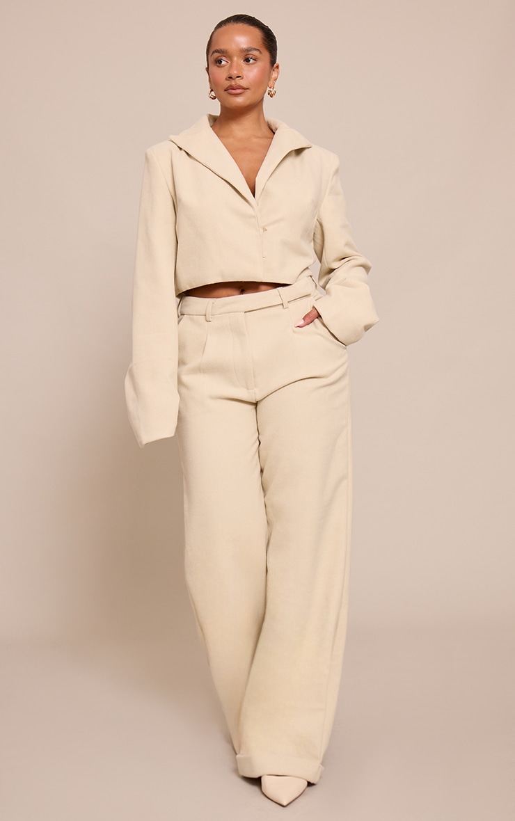Shape Butter Cream Wool Look Cropped Structured Blazer image 3