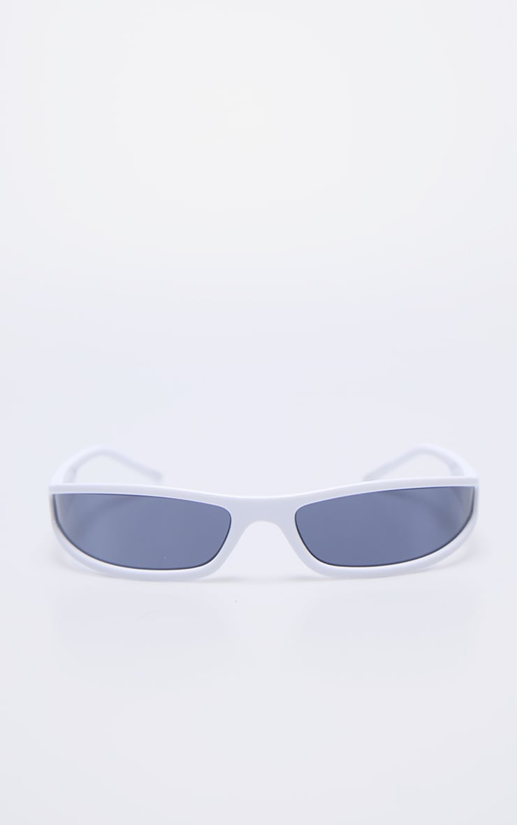 White Slim Sporty Visor Sunglasses image 2