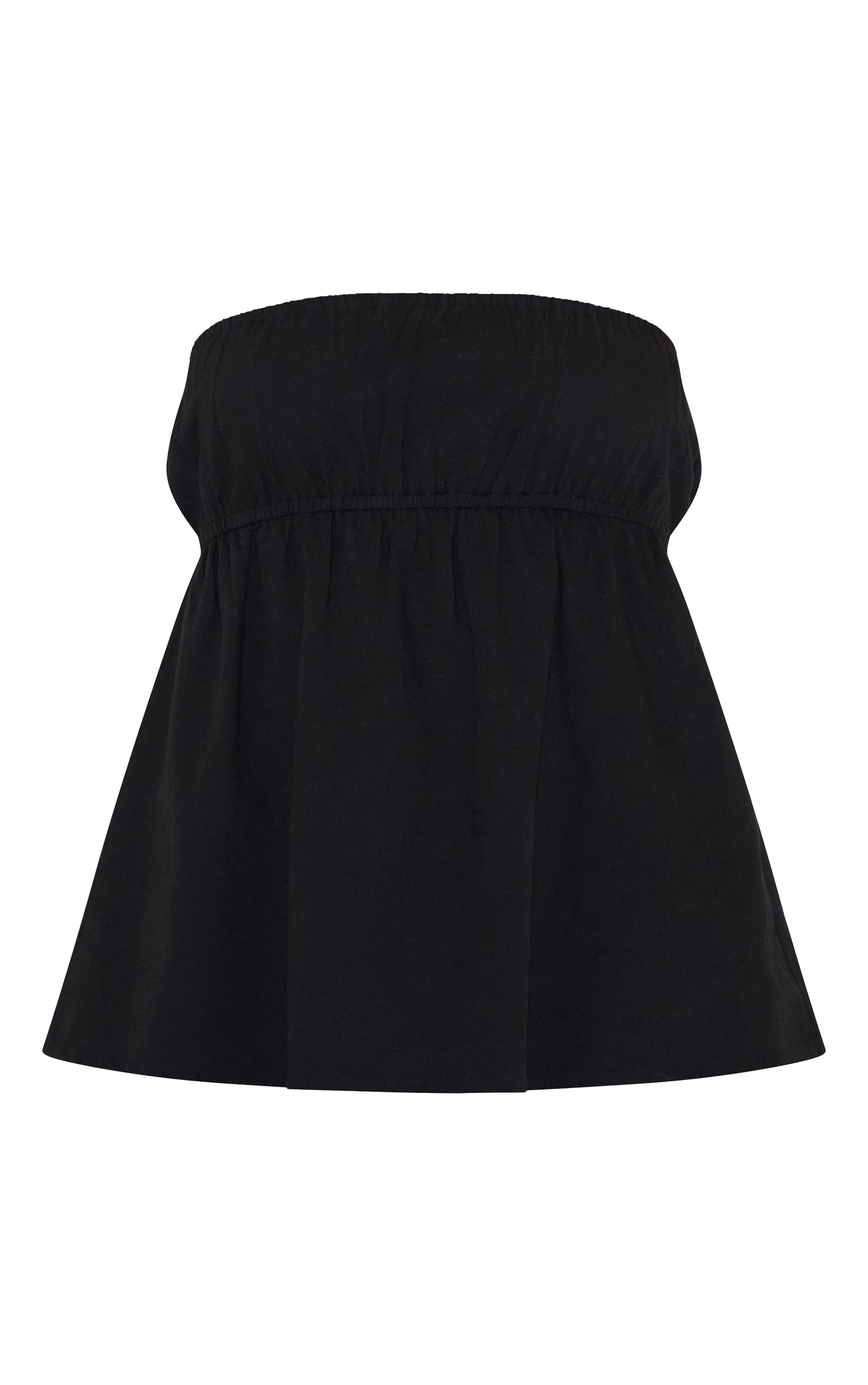 Tall Black Linen Look Peplum Bandeau Top image 5