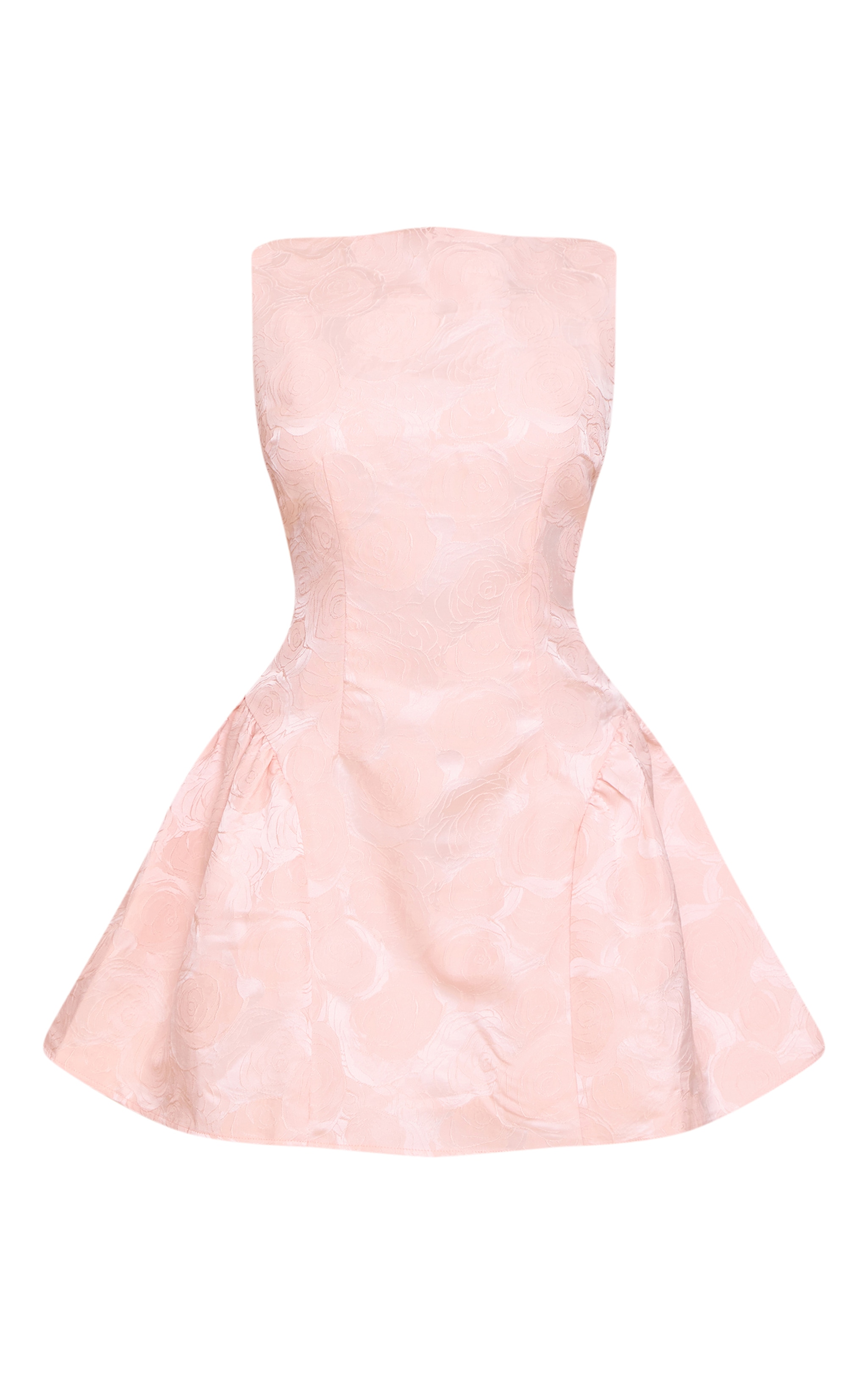 Baby Pink Floral Jacquard Boat Neck Shift Dress | Dresses