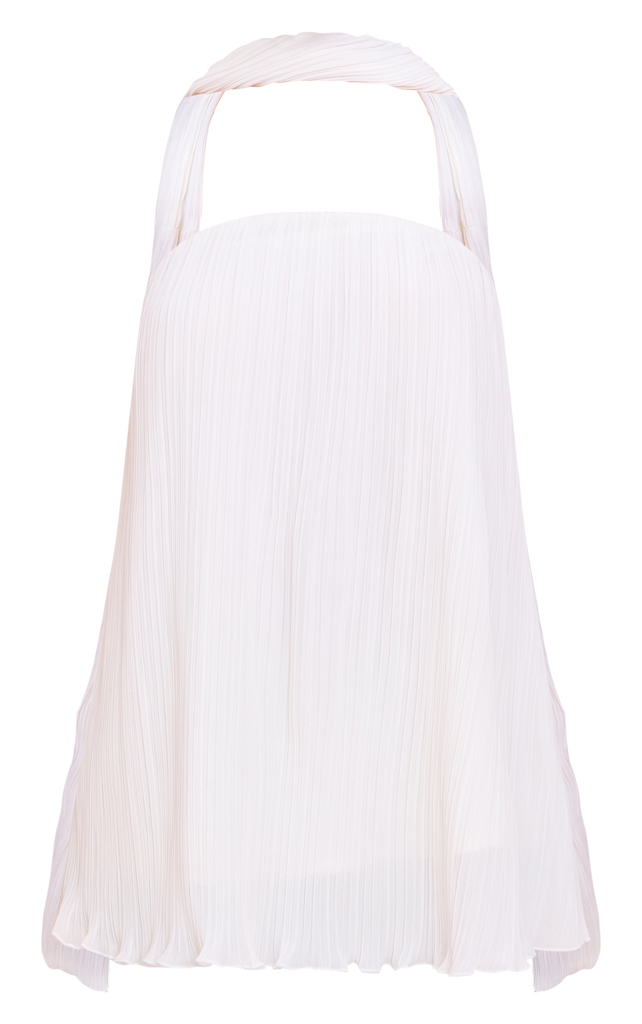 Cream Chiffon Bandeau Neck Scarf Detail Long Top image 5
