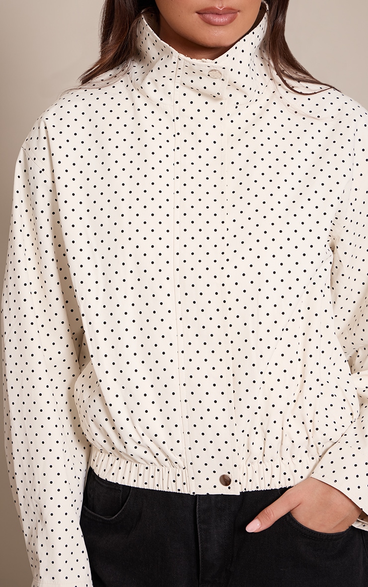 Black Polka Dot High Neck Windbreaker  image 4
