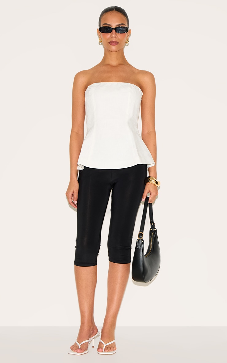 Petite White Bandeau Peplum Structured Long Top image 3