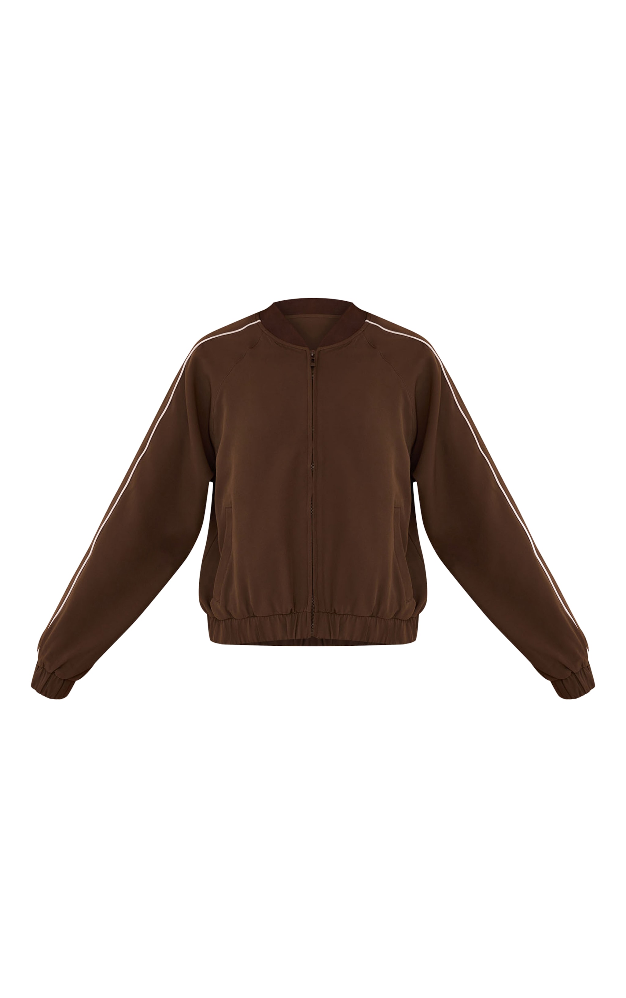 Chocolate Tricot Contrast Piping Bomber Jacket image 5