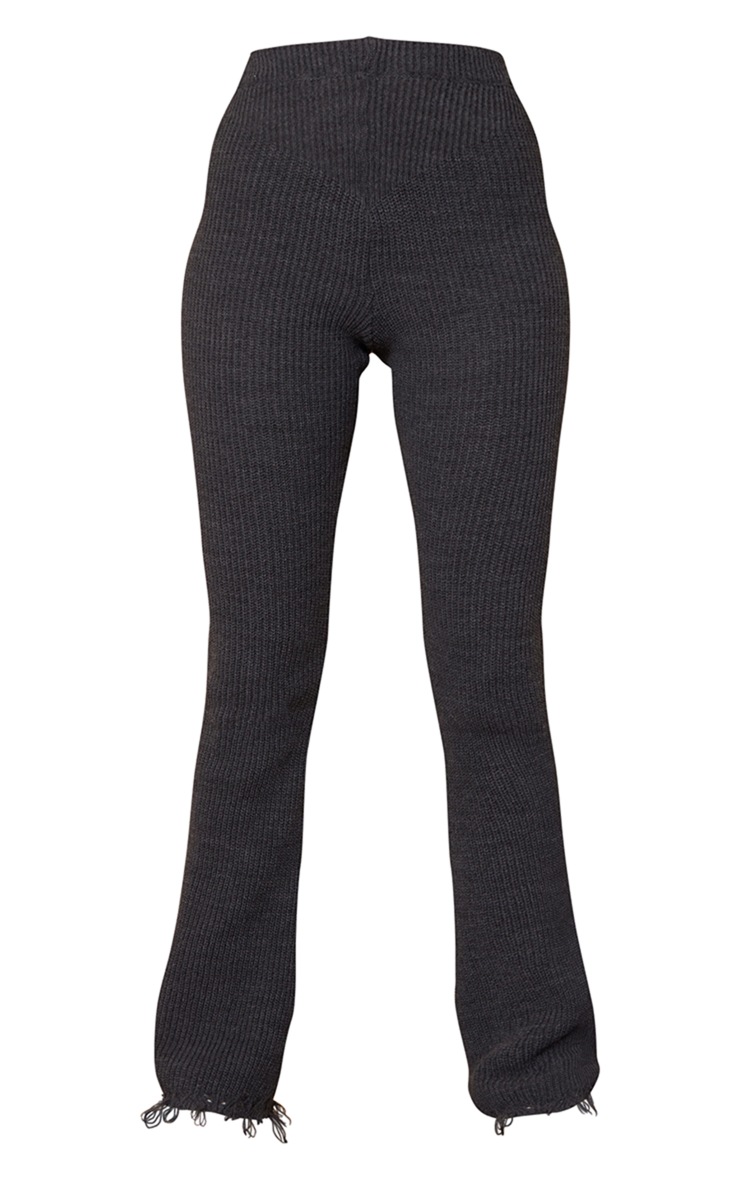Tall Charcoal Knitted Distressed Straight Leg Flares image 5