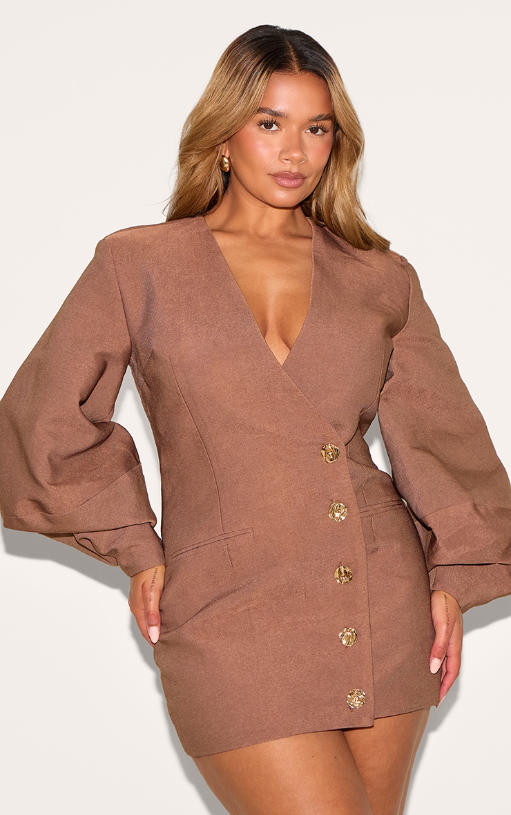 Shape Mocha Tailored Cocoon Sleeve A Line Blazer Dress image 1