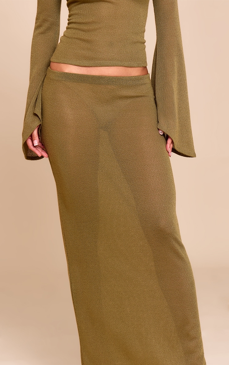 Olive Textured Maxi Skirt image 4