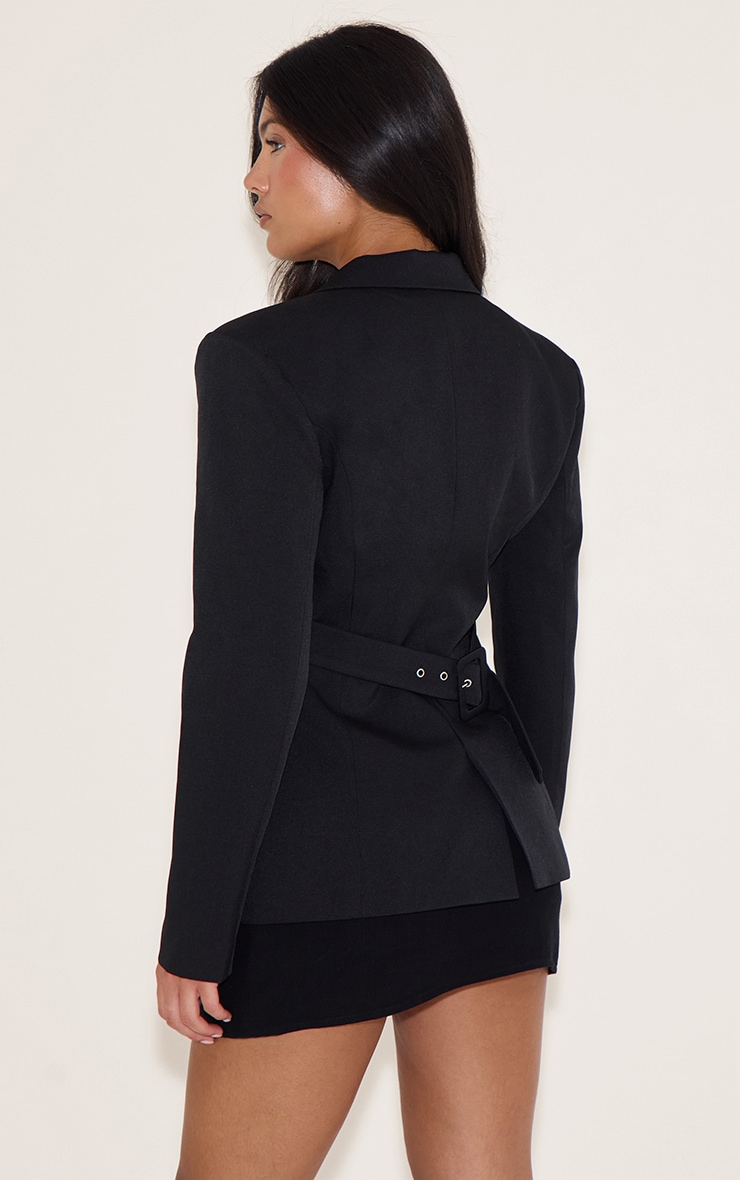 Black Cinched Back Single Breasted Blazer image 2