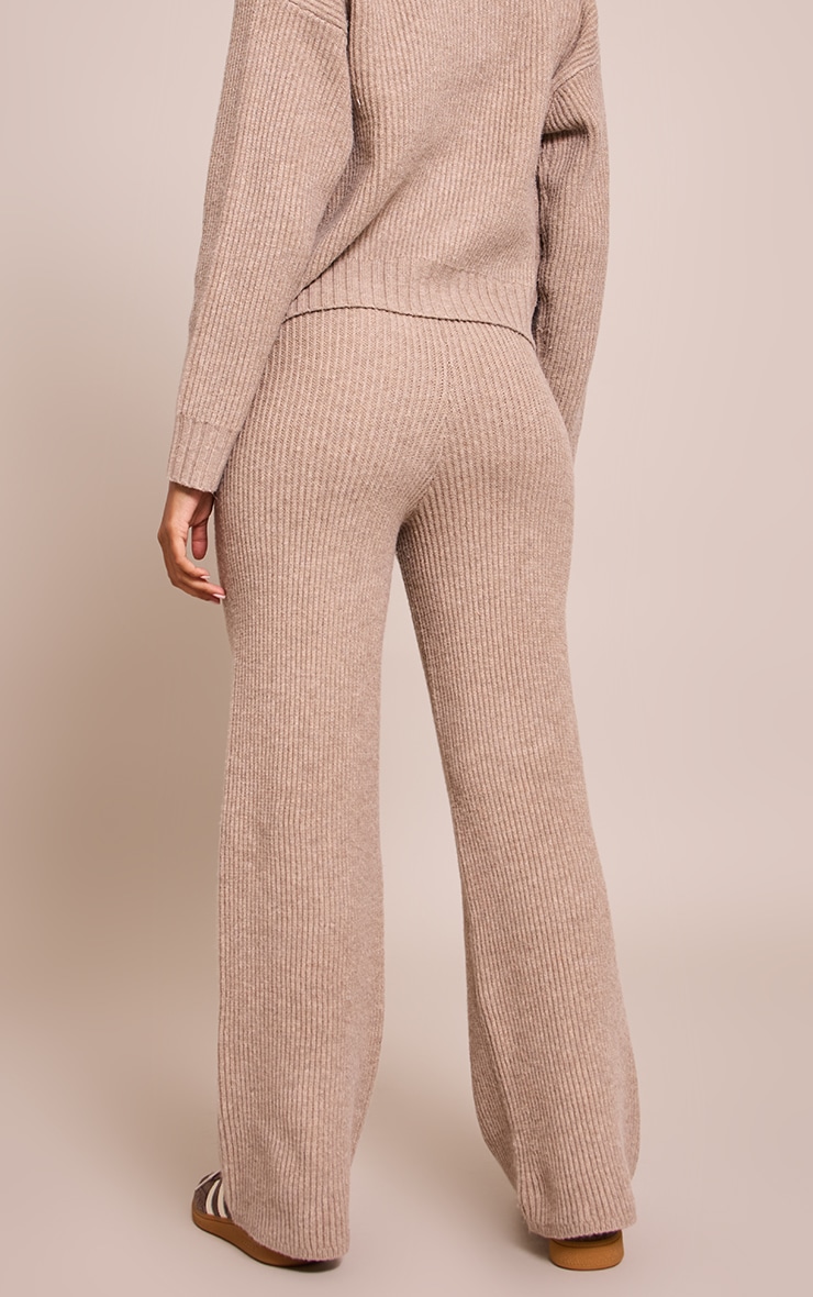 Taupe Brushed Rin Knit Draw String Pant image 3