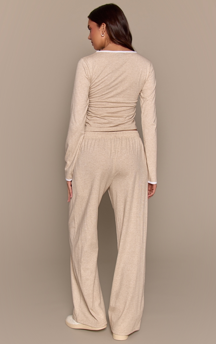 Oatmeal Marl Cotton Contrast Drawstring Relaxed Joggers image 3