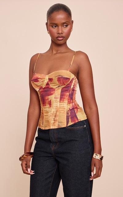 Olive Print Structured Corset Top