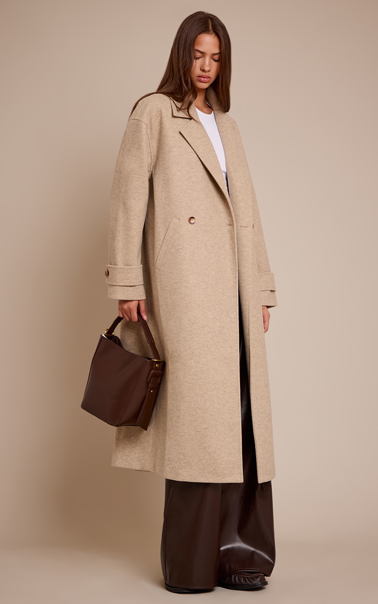 Oat Belted Oversized Wool Look Coat image 3