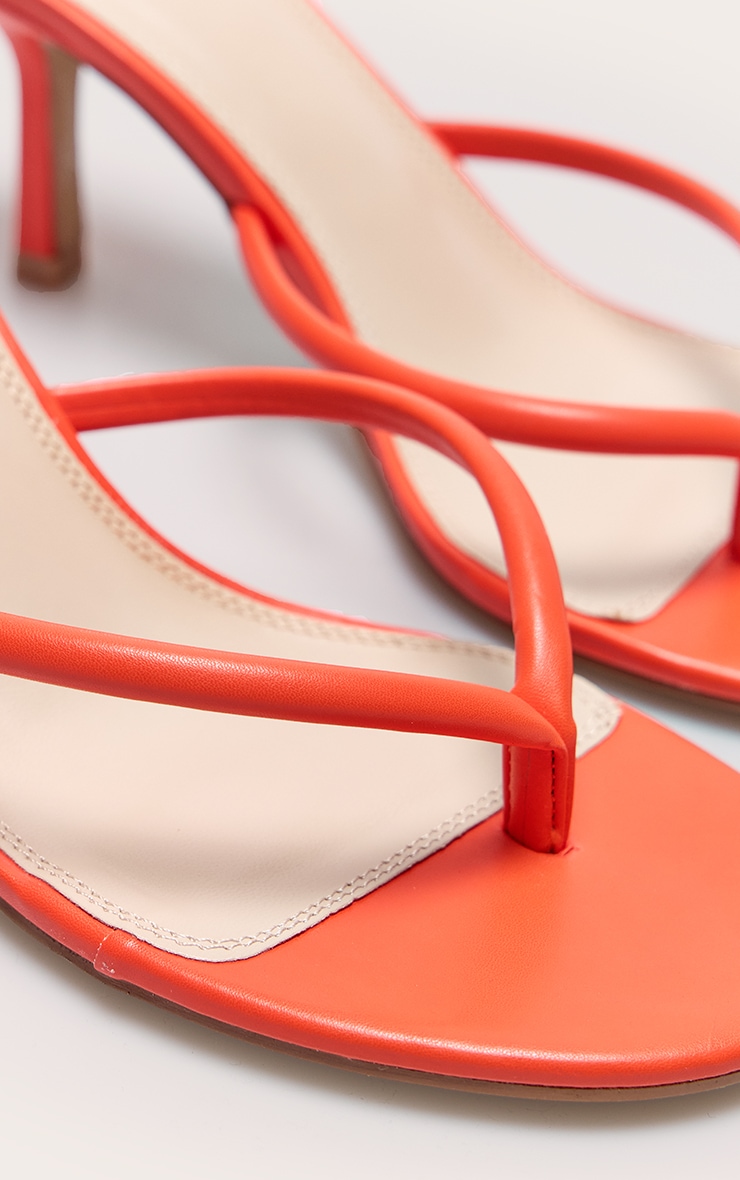Mules style tongs rondes en PU orange brûlé à talon moyen image 4