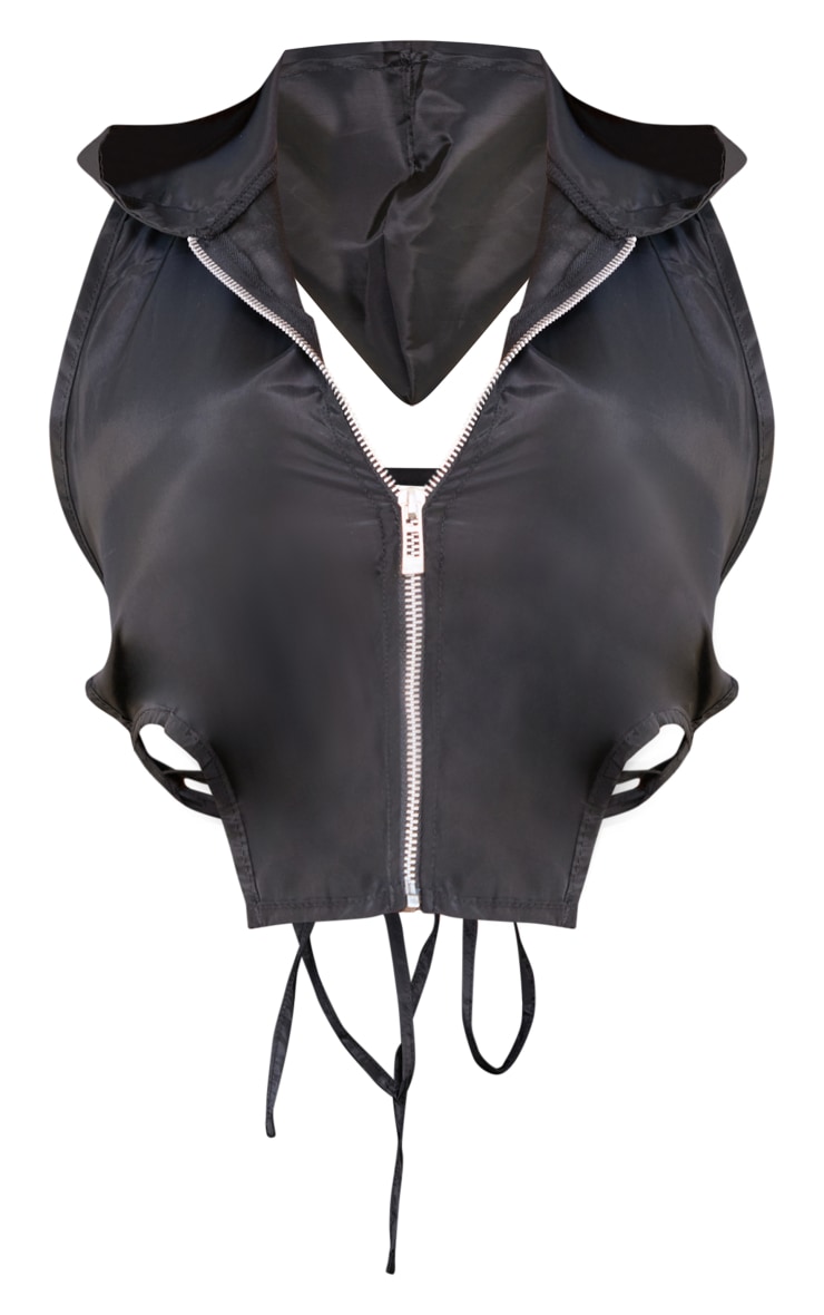 Shape Black Shell Hooded Open Back Crop Jacket image 5