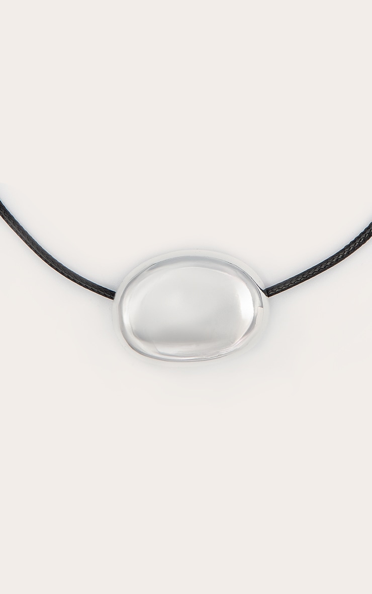 Silver Plated Smooth Oval Pendant image 2