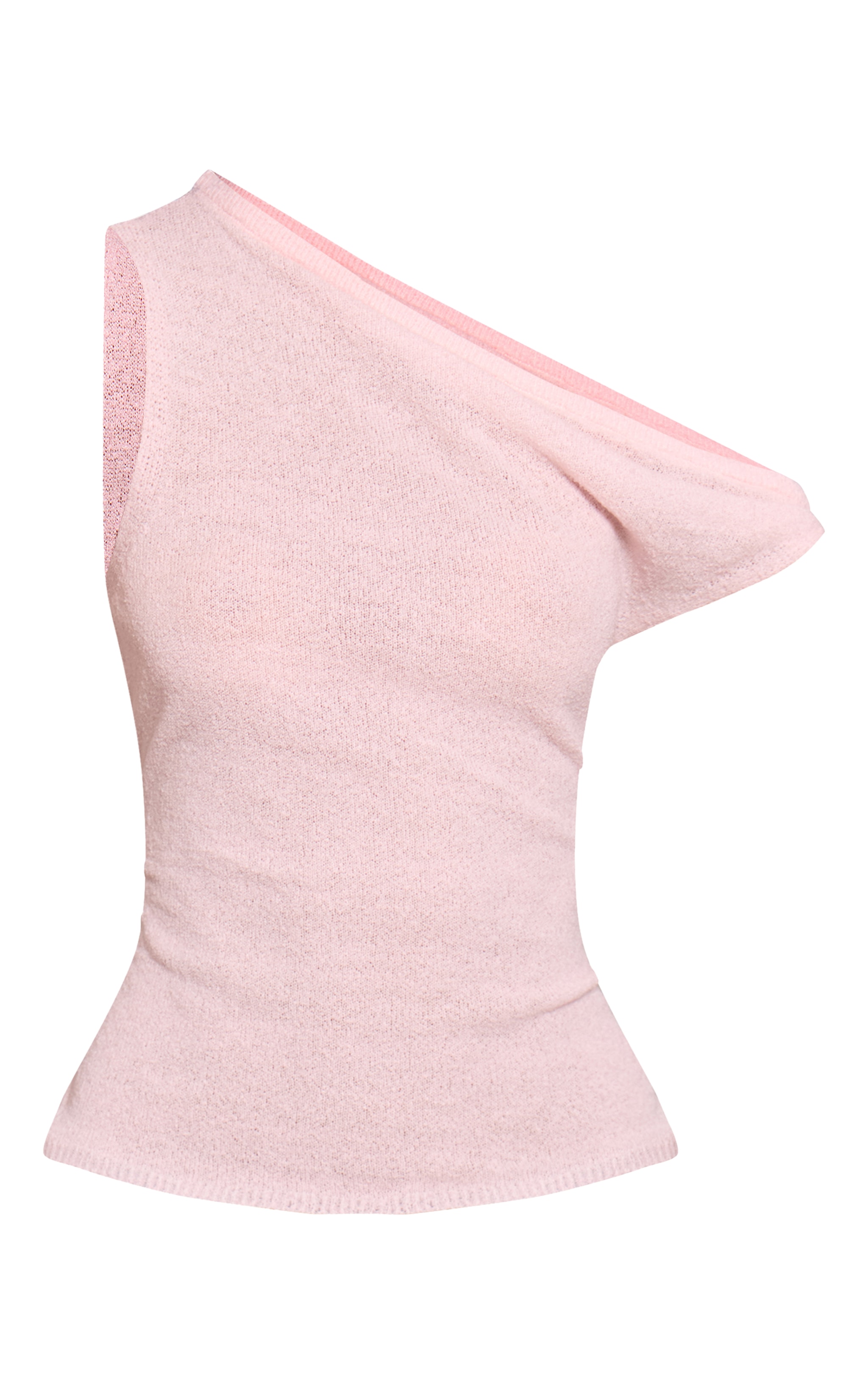 Soft Pink Towelling Fine knit Asymmetric Top image 5