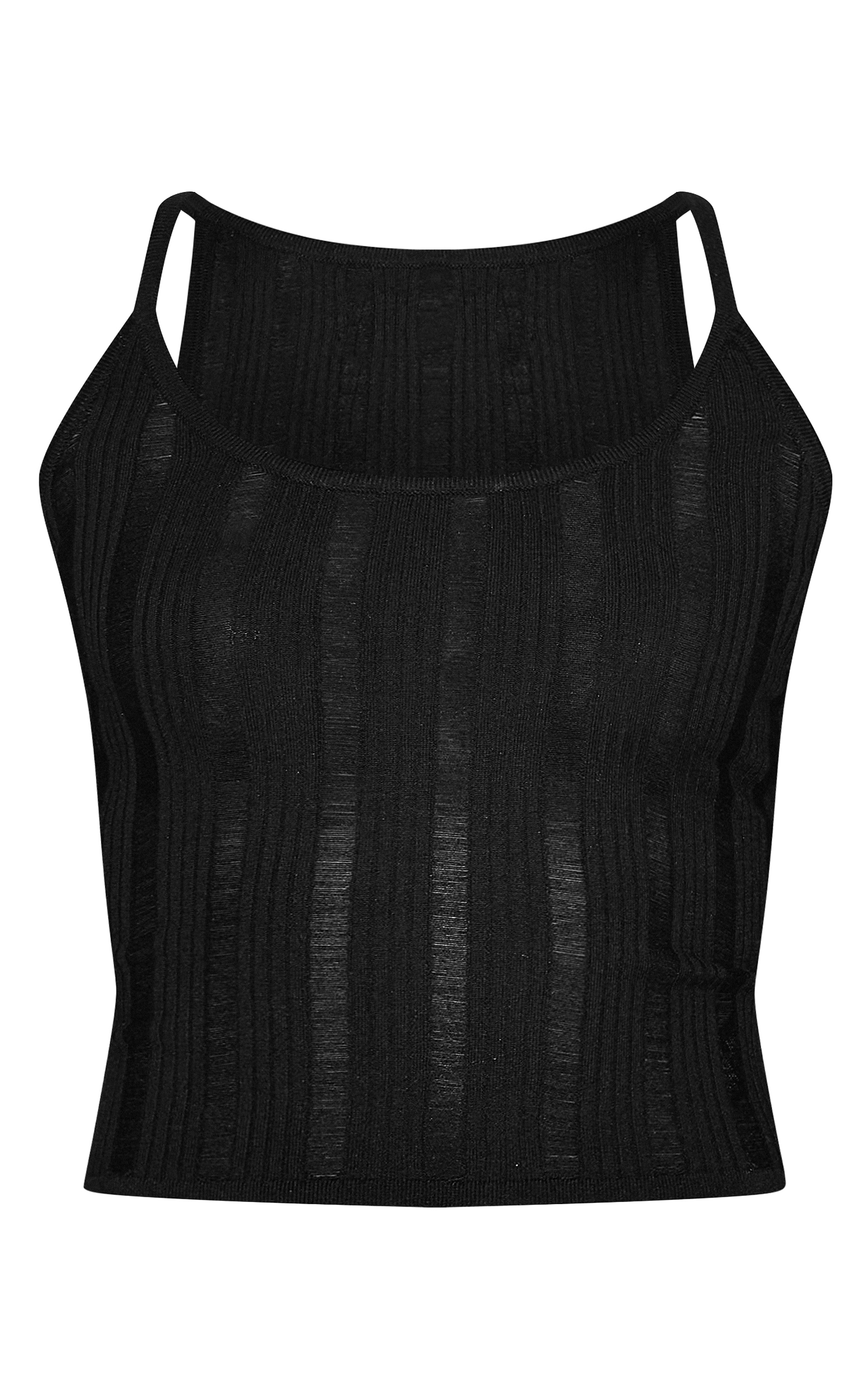 Black Ladder Knit Cami Top image 5