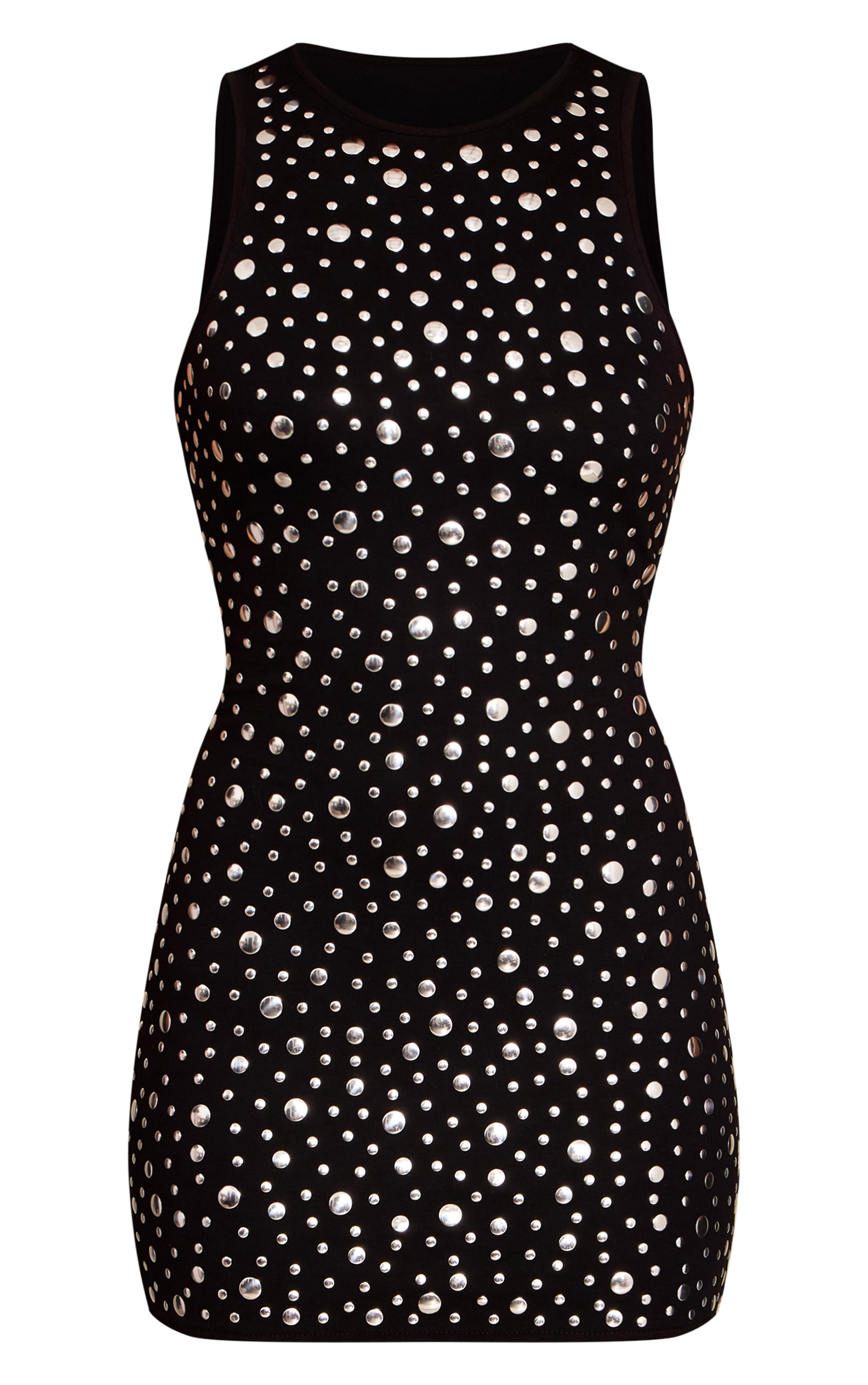 Black Soft Touch Stud Detail Mini Dress image 5