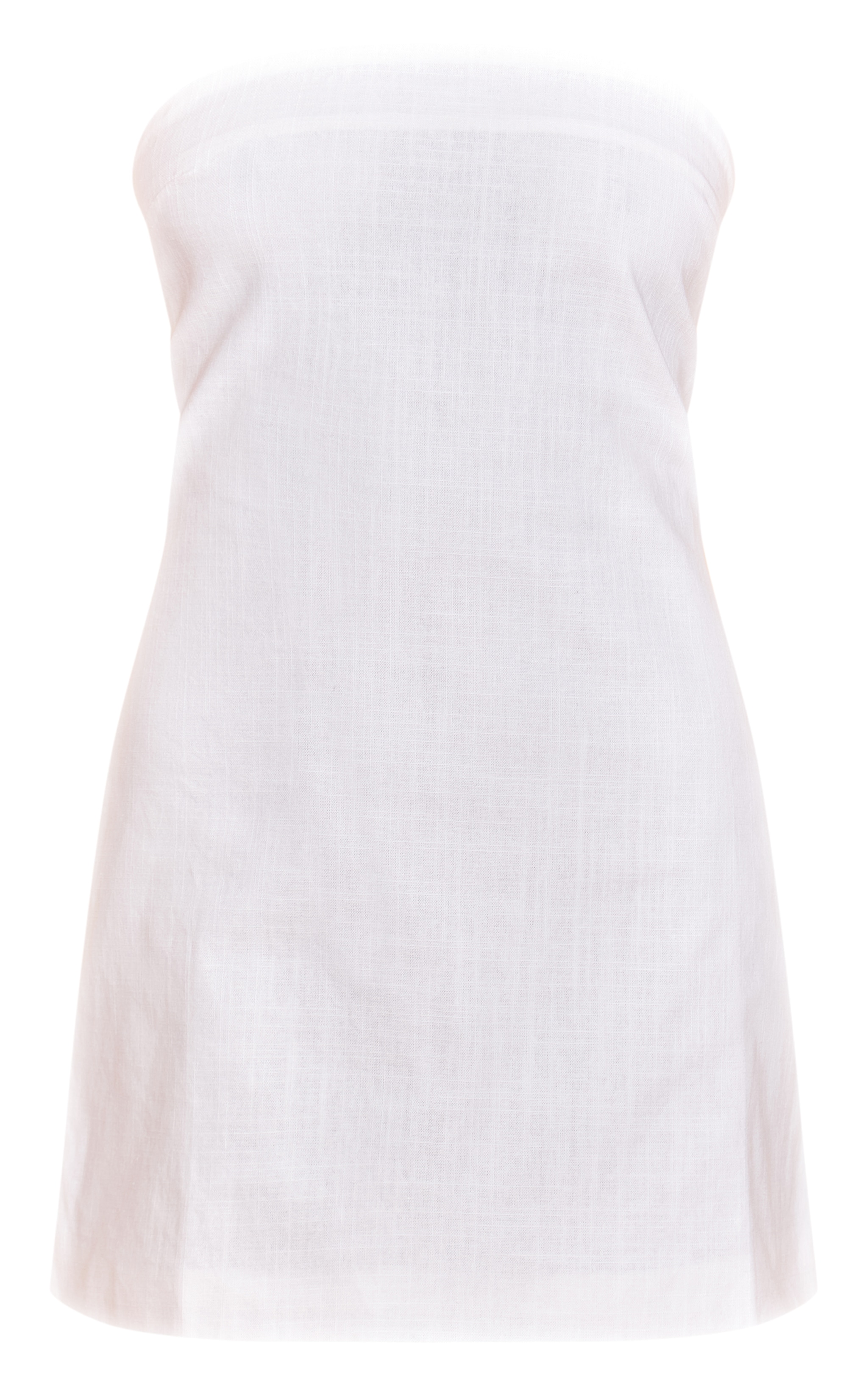 White Linen Look Bandeau Boxy Shift Dress image 5