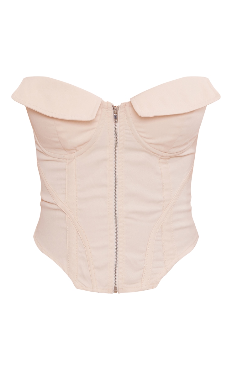 Cream Cargo Pocket Detail Zip Corset image 1