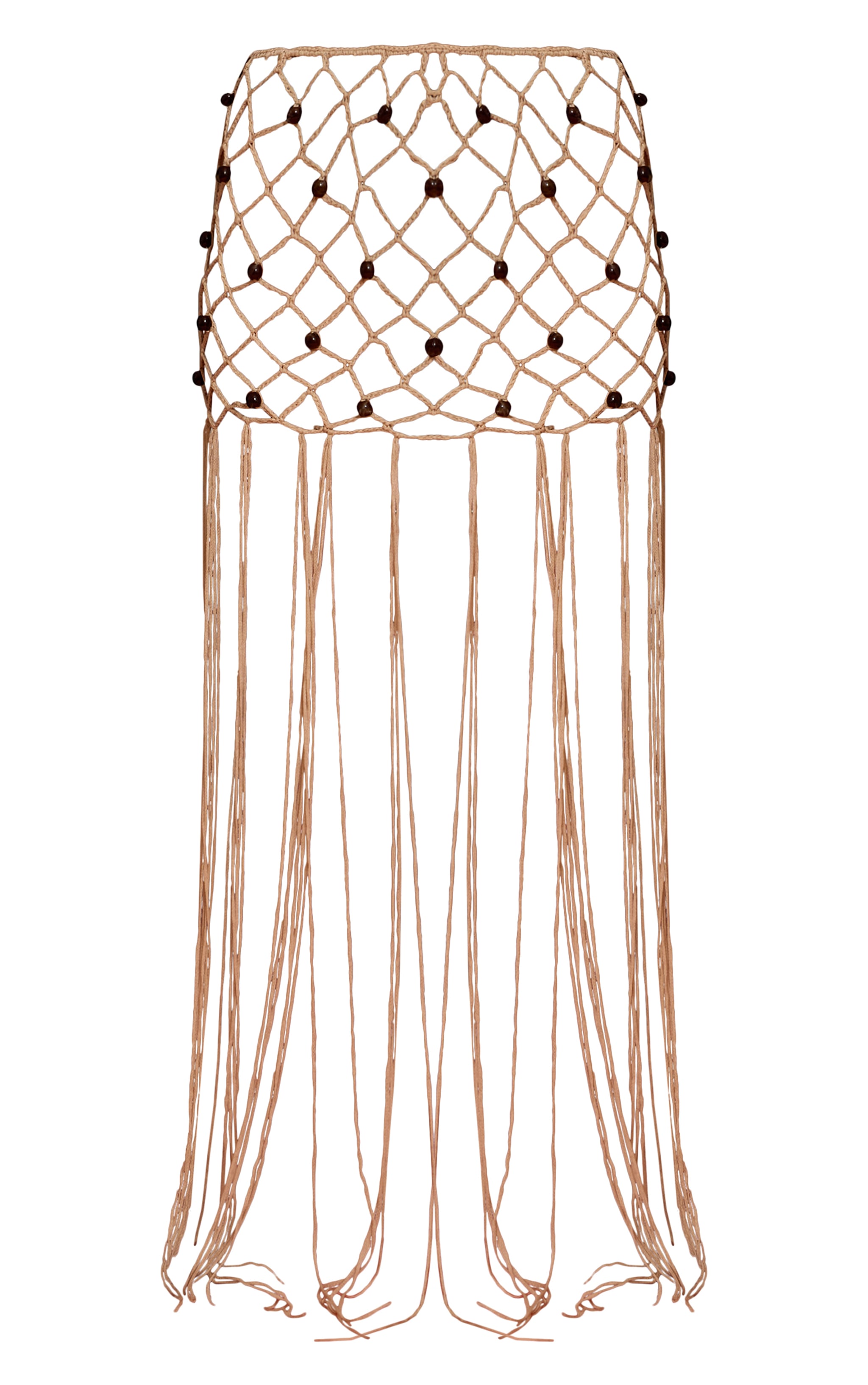 Jupe longue en maille style crochet macramé gris pierre à perles image 5