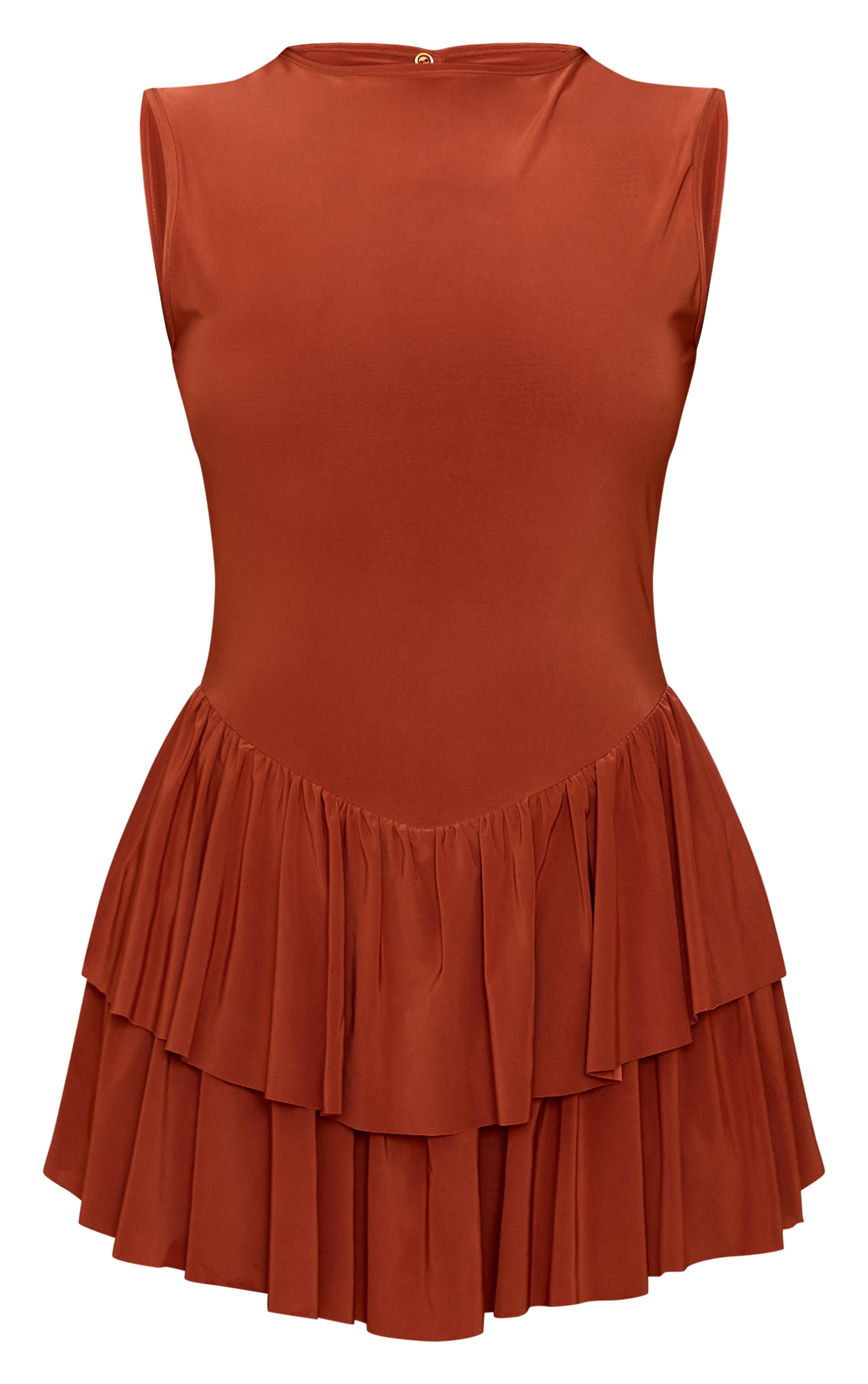 Rust Double Layer Slinky Rara Skort Playsuit image 5