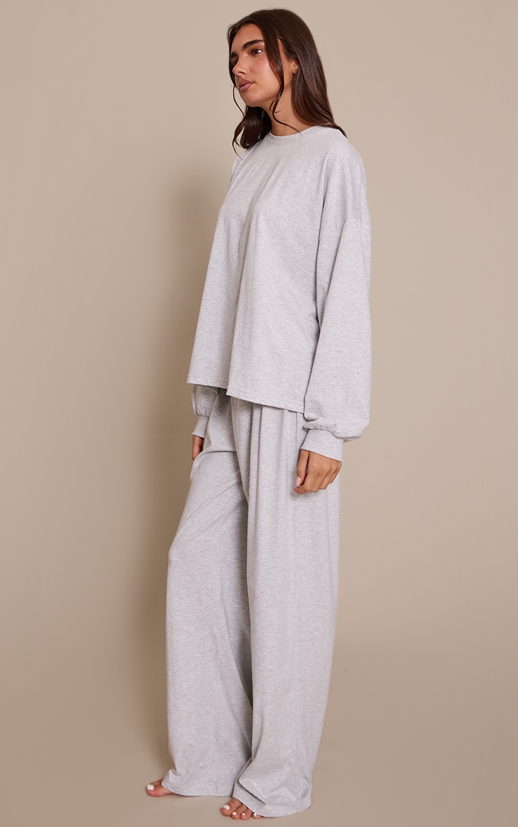 Ash Grey Wide Leg Pyjama Trousers image 2