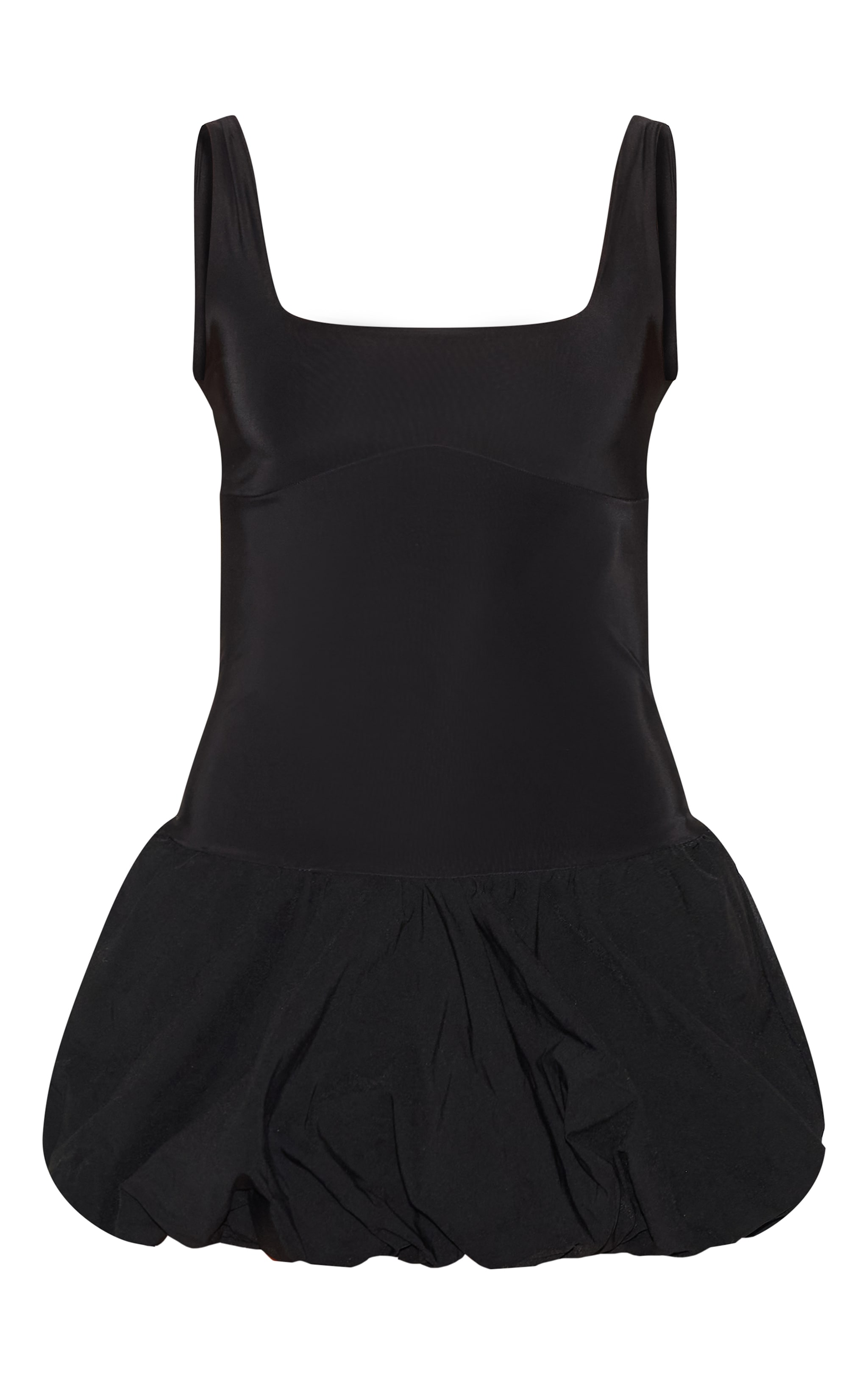 Tall Black Slinky Puff Hem Mini Dress image 5