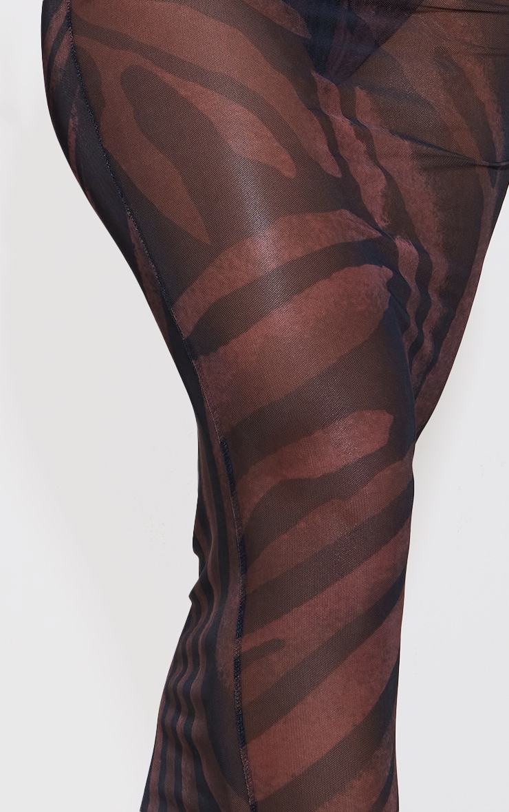 Brown Zebra Print Mesh Midaxi Beach Skirt image 4