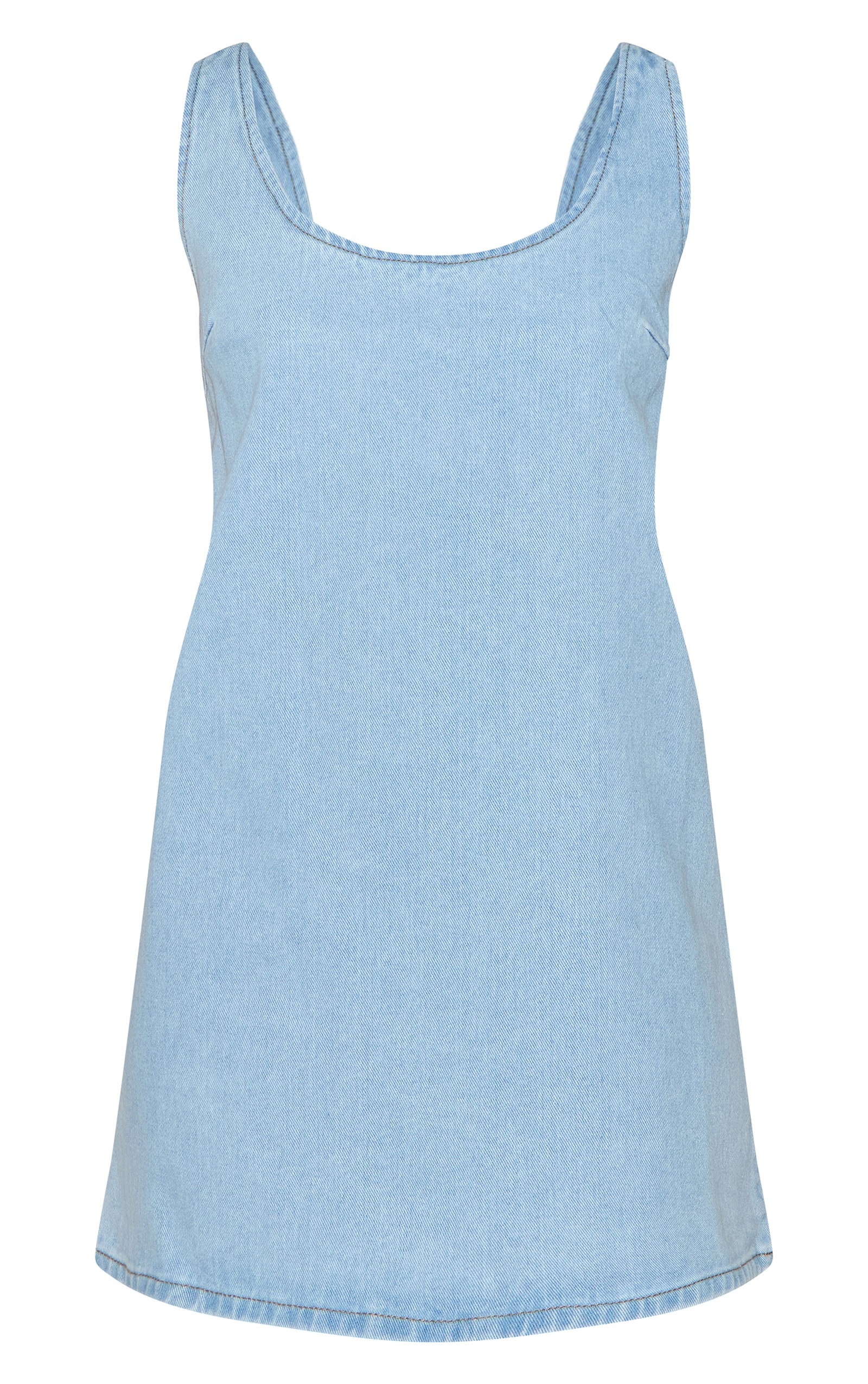 Distressed Denim Shirt-Style Mini Dress - Blue