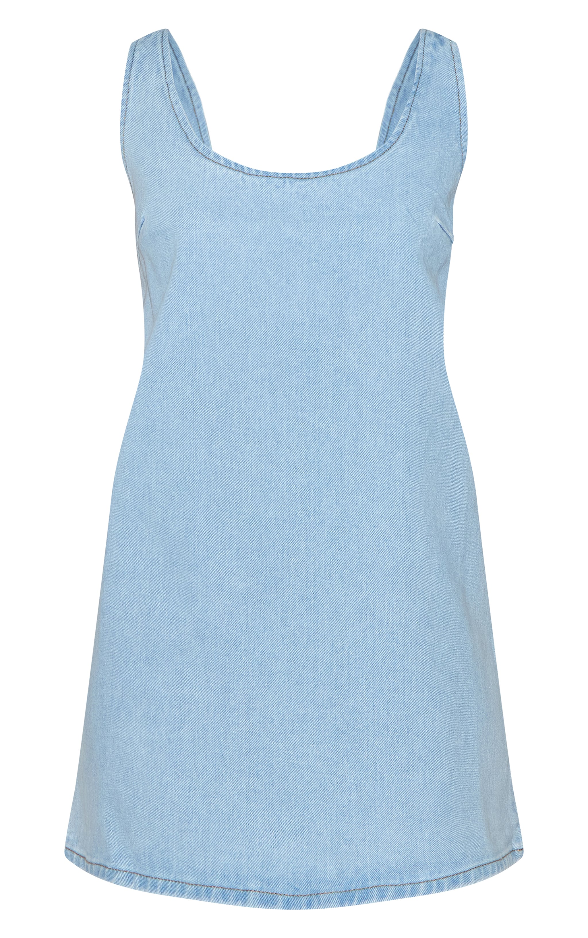 Light Blue A Line Shift Denim Mini Dress image 5