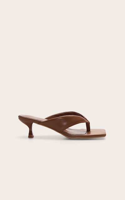 Tan Pu Padded Toe Thong Square Toe Mule