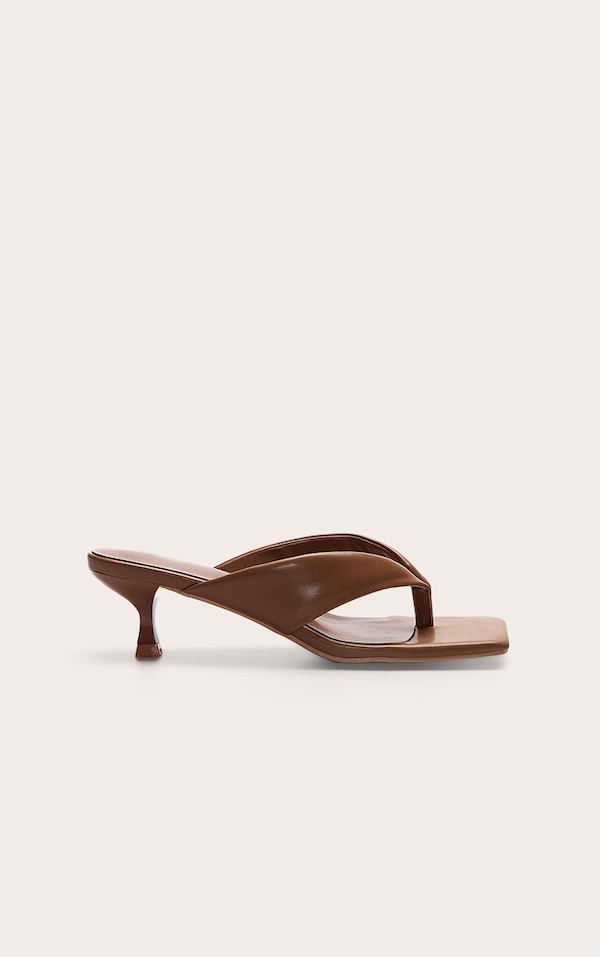 Almond Pu Toe Thong Square Toe Mule
