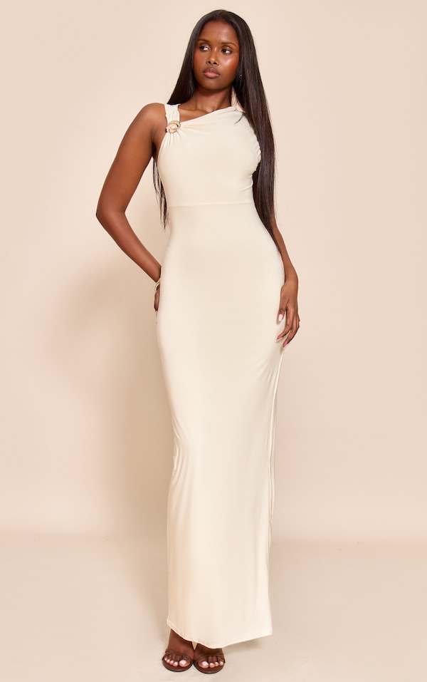 Buttercream Trim Detail Off The Shoulder Maxi Dress