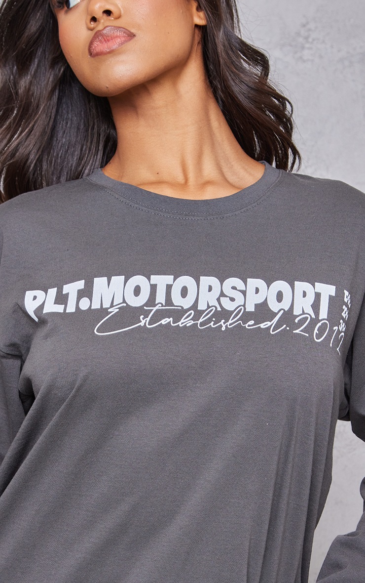 Charcoal Plt Motorsport Print Long Sleeve T Shirt image 4