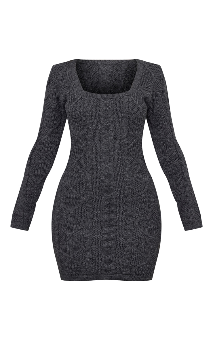 Petite Charcoal Cable Knit Jumper Dress PrettyLittleThing AUS