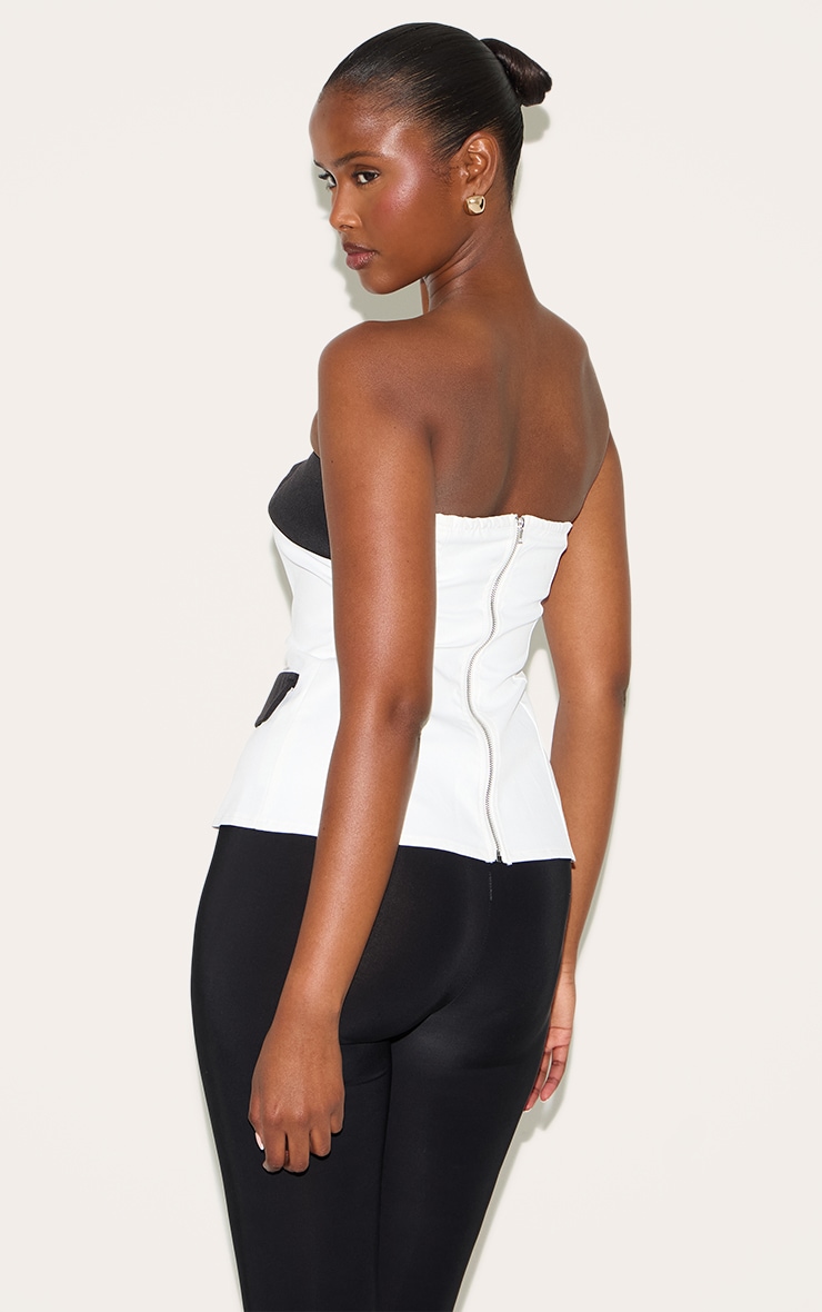 White Contrast Pocket Detail Foldover Bandeau image 2