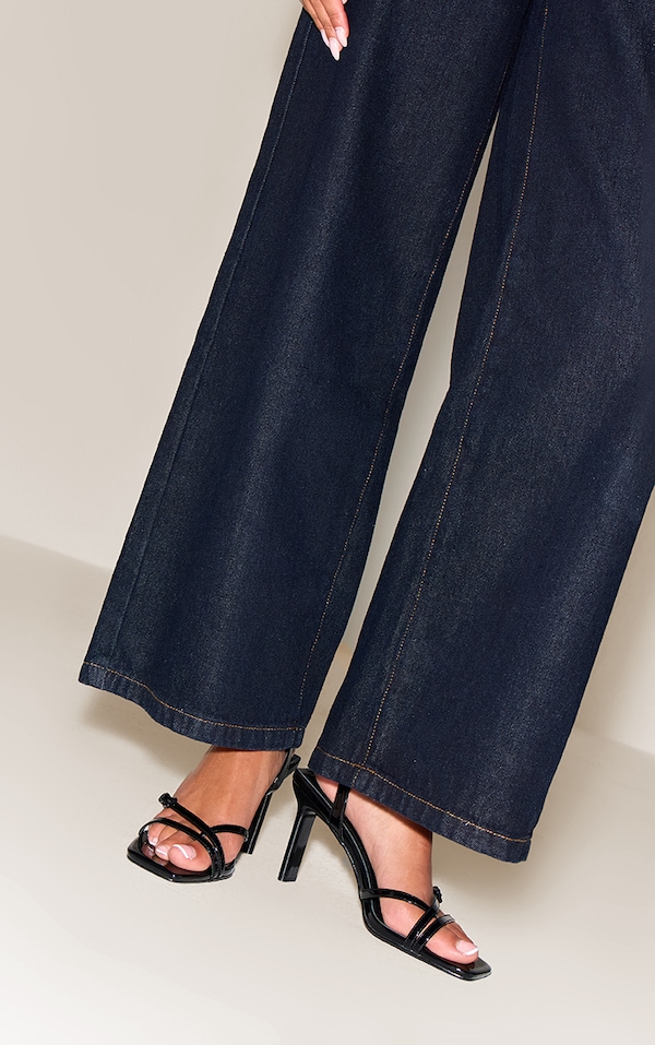 Black Patent Buckle Detail Strappy Sandal