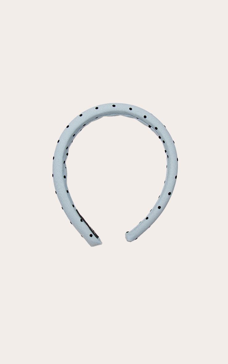 Powder Blue Contrast Polka Dot Skinny Headband image 2