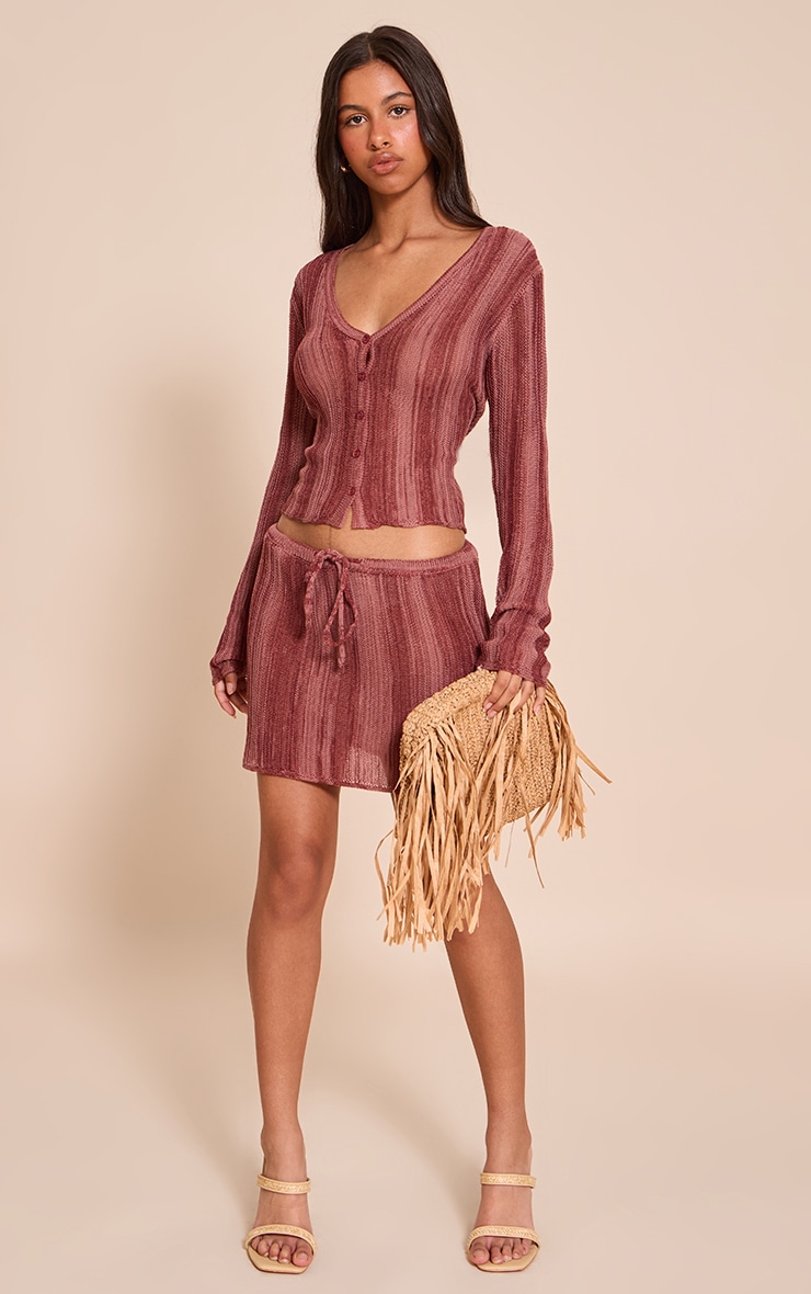 Petite Blush Rose Striped Knit Mini Skirt image 4