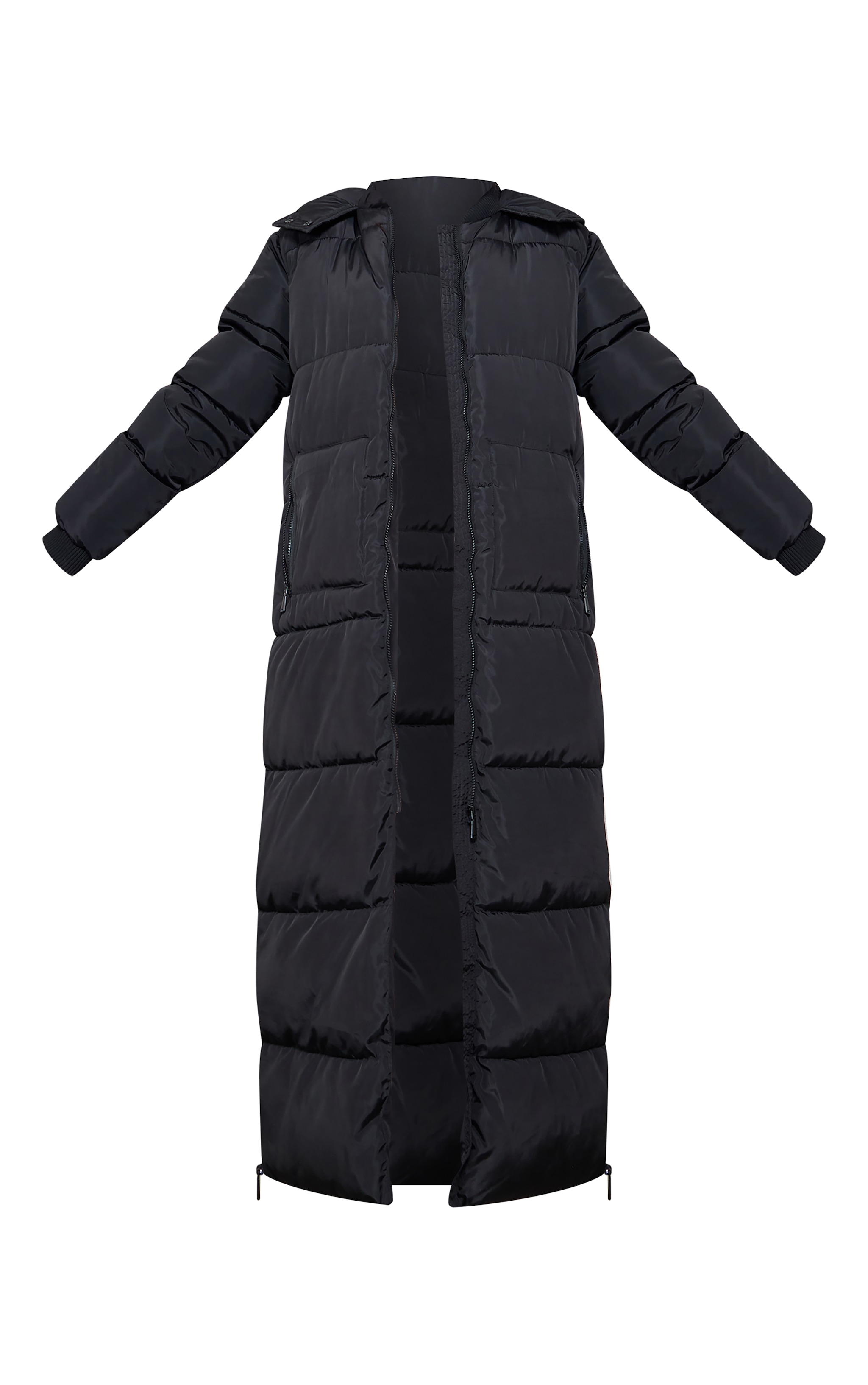 Tall Black Maxi Longline Hooded Puffer Coat image 5
