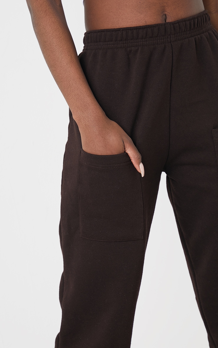 Tall Chocolate Brown Pocket Thigh Casual Joggers image 4