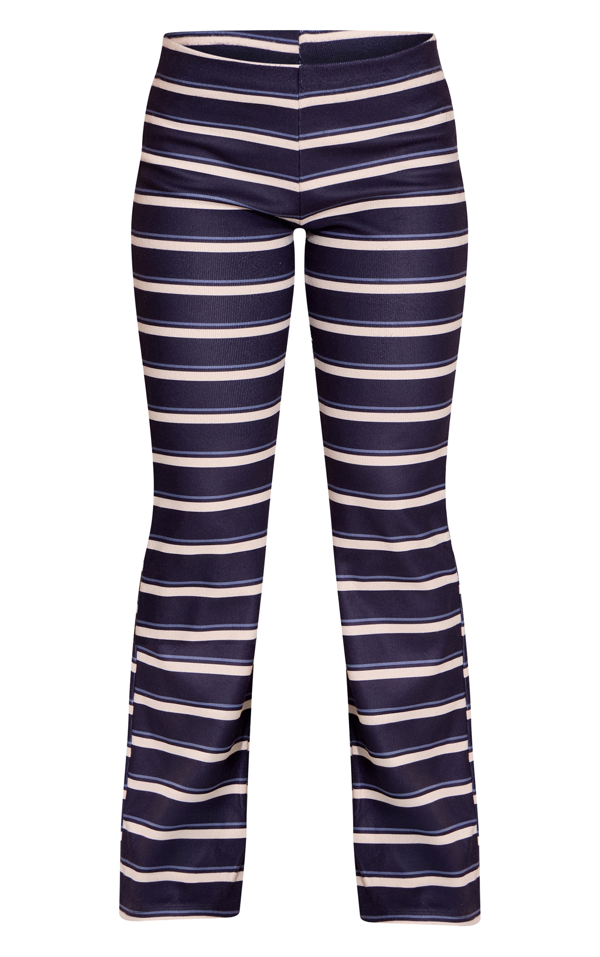 Petite Navy Stripe Mid Rise Flare Pants image 5