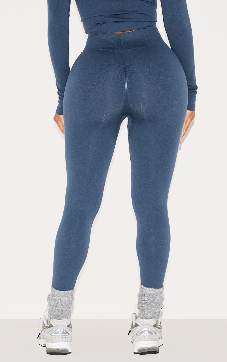Shape Navy Seamless Active Ruched Bum High Waisted Leggings image 3