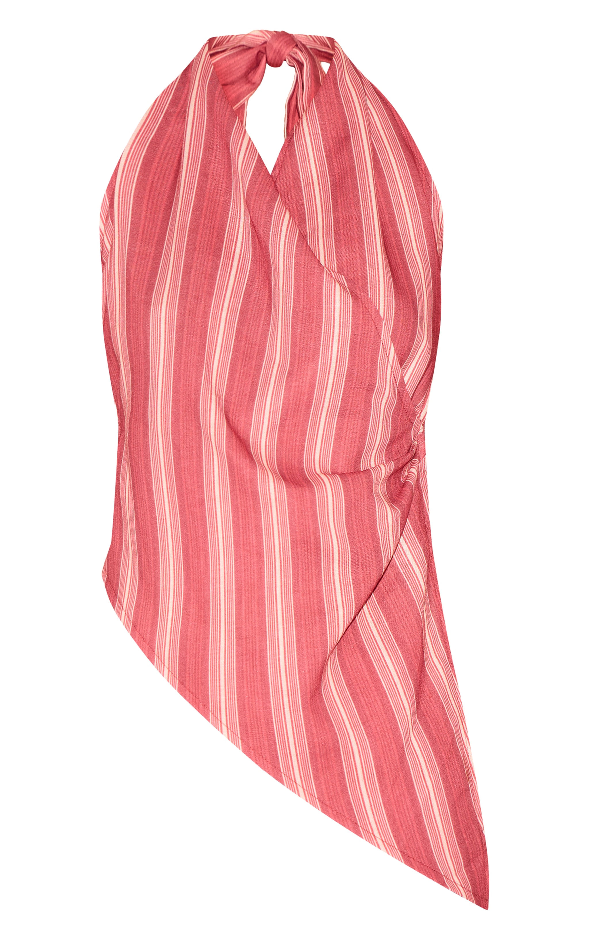 Red Pinstriped Halterneck Top image 5